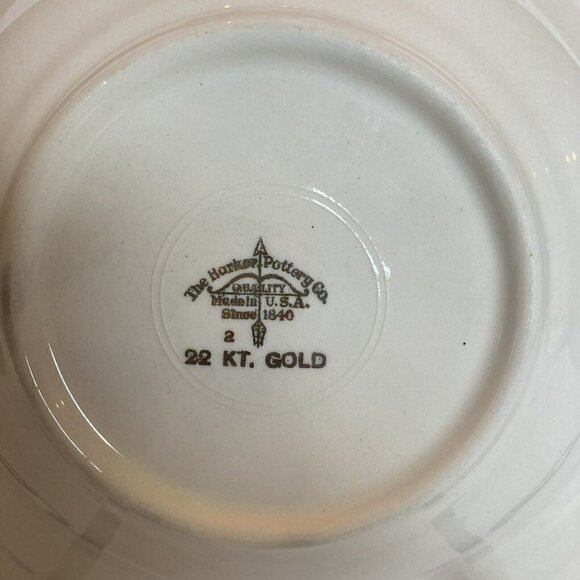 Vintage Wild Rose Harker Pottery Cottage Core 22 kt Gold Rim Soup Bowl 8.5” - Picture 4 of 7